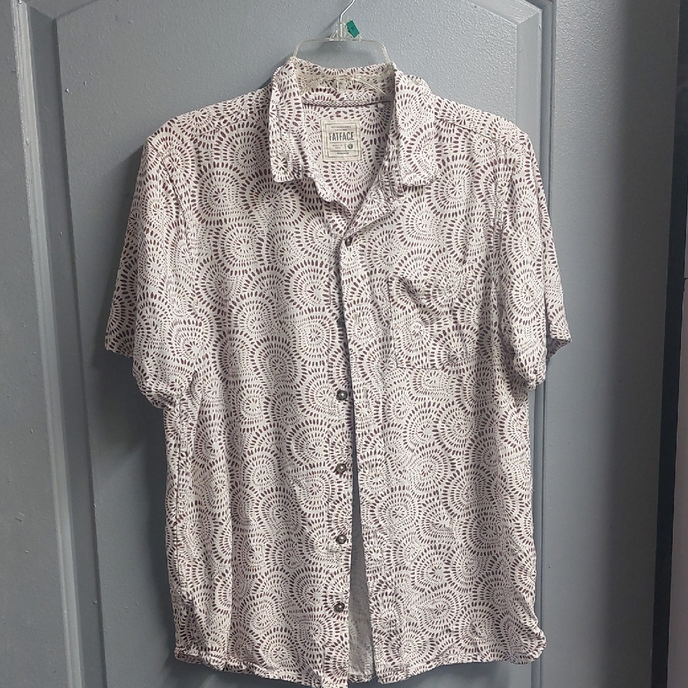Men's White Patterned Shirt FATFACE SZ L
